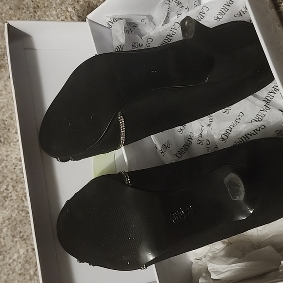 Caparros Eliza Black Satin Peep-Toe Pumps | Size 7 - Picture 3 of 6